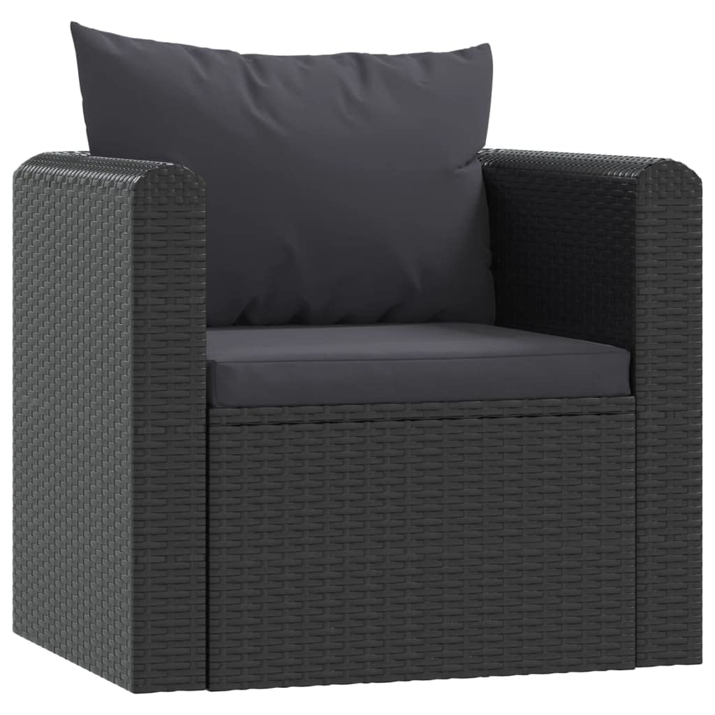 Outdoor Wicker Sofa Set with Cushions & Coffee Table - PE Rattan Sectional Patio Furniture for Garden, Porch, Backyard - Rustic Black Modern Lounge Seating for Relaxing & Entertaining