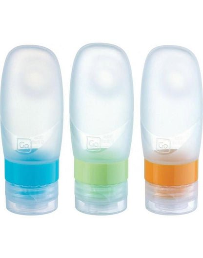 Go Travel Squeeze It Trio Cabin Bottles - 3 Pack TSA Approved Leak Proof Travel Bottles for Toiletries, Shampoo & Lotion - Perfect for Airplane Carry On, Gym & Vacation Essentials