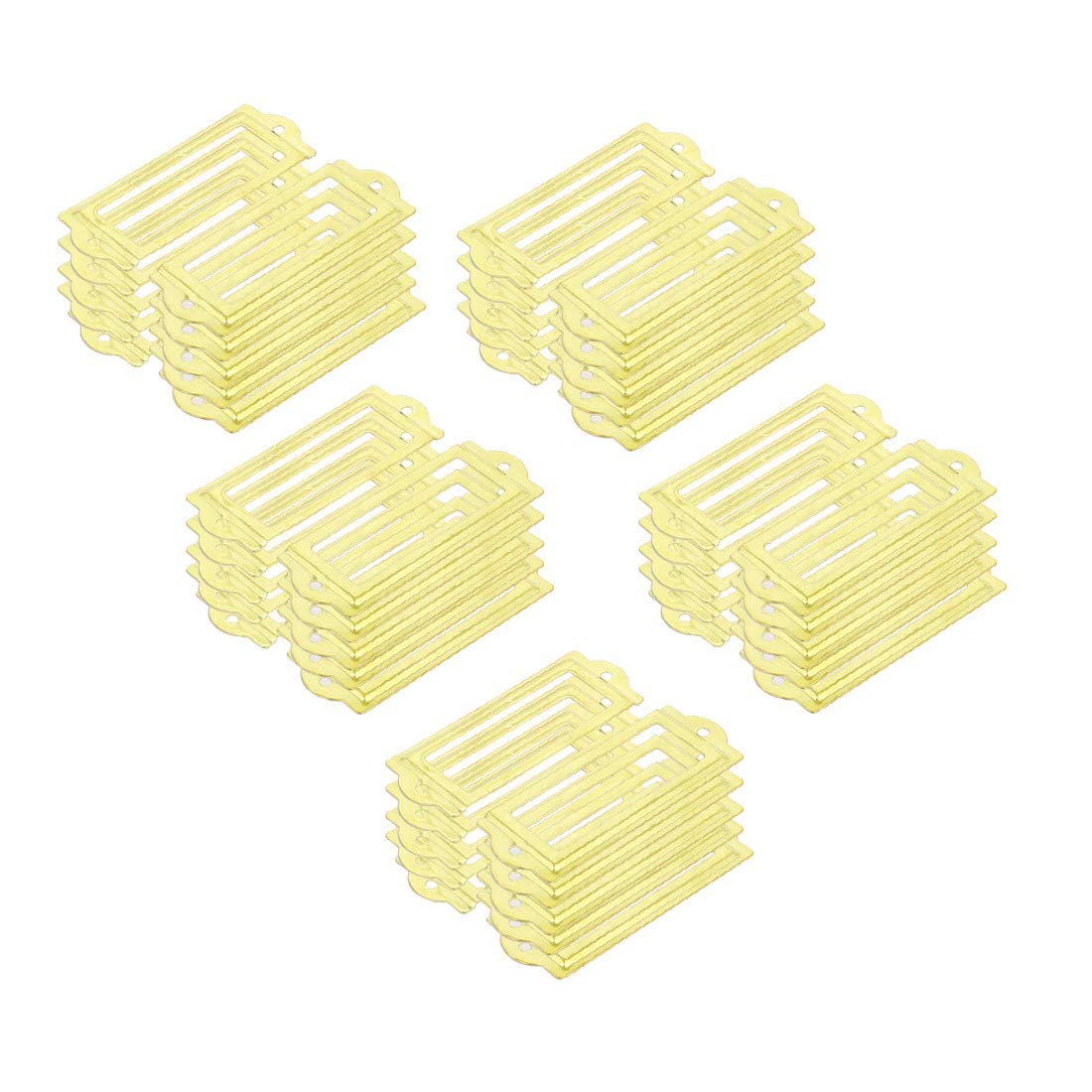 Premium Gold Tone Iron Tag Label Frames - 83mm x 31mm (50pcs) - Durable Office & Pharmacy Drawer Organizers for Efficient Storage & Labeling - Perfect for Medical Cabinets, Retail Displays & Office Organization