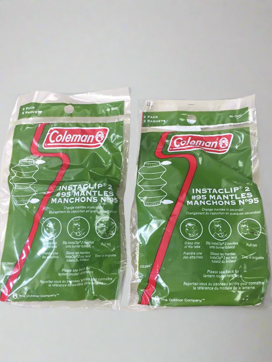 Coleman N95 InstaClip 2 Mantles - 2 Pack of Replacement Mantles for Gas Lanterns & Camping Lights - Perfect for Outdoor Adventures, Emergency Preparedness, and Backpacking Gear