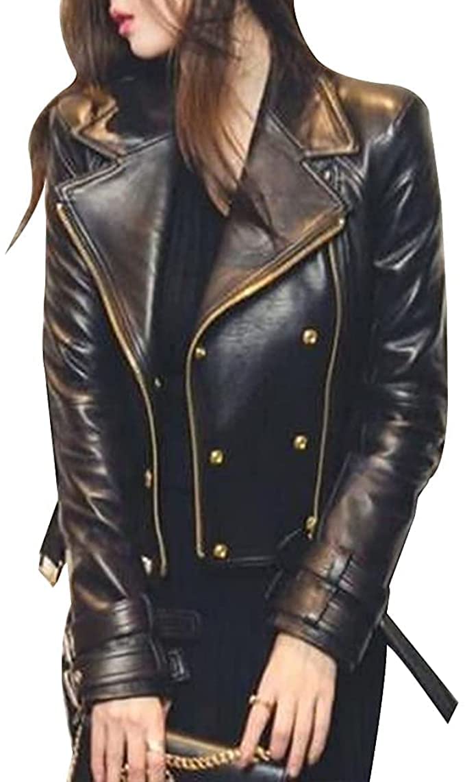Rose Gold Studded Black Biker Jacket for Women - Vintage Motorcycle Jacket with Rhinestone Details - Perfect for Biker Fashion, Night Out & Edgy Street Style