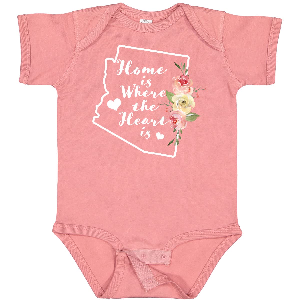 Inktastic Arizona Home is Where The Heart is Watercolor Baby Bodysuit - Soft Cotton Onesie for Newborns & Infants - Perfect for Family Photos, Baby Showers & Arizona-Themed Gifts