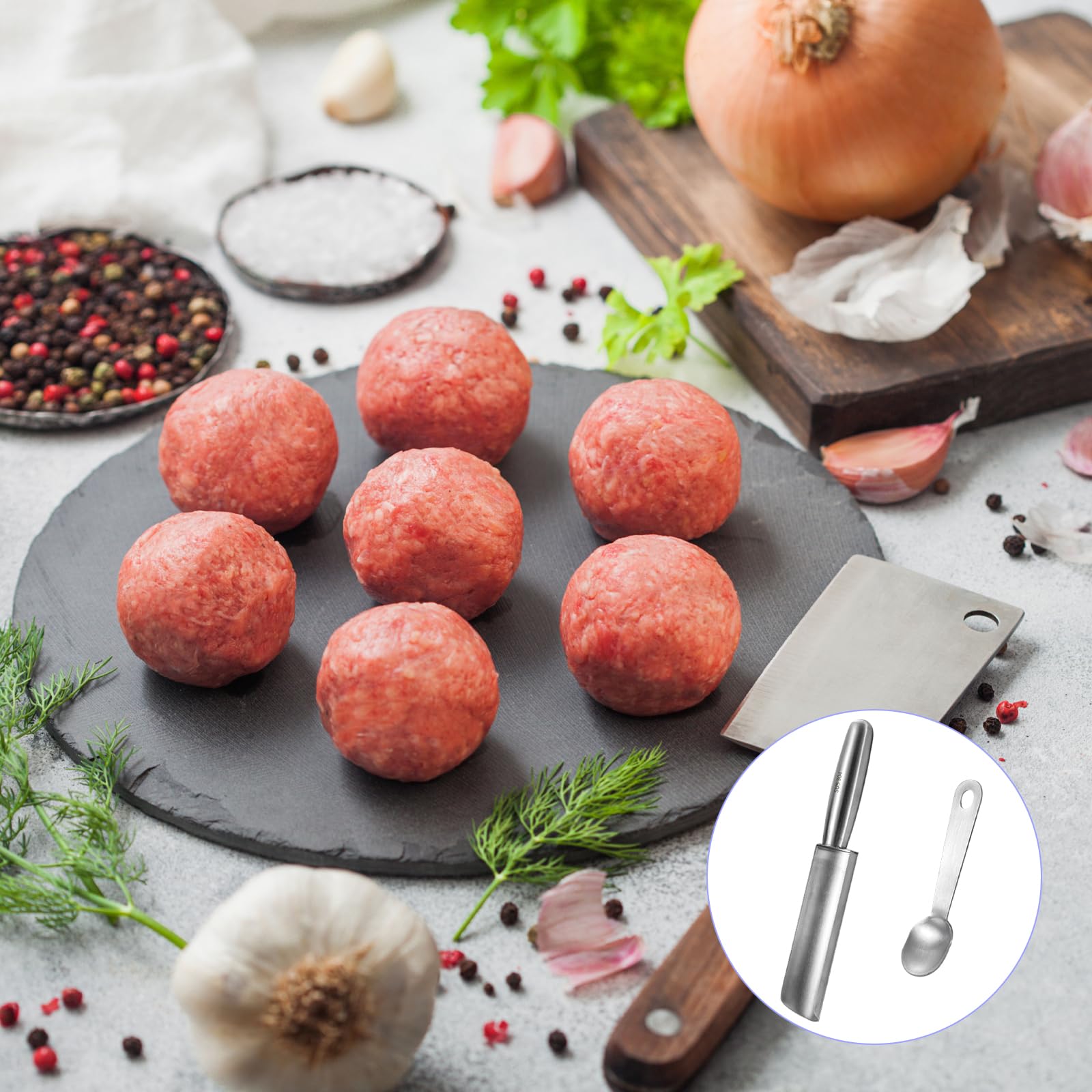 Yuqilin Manual Meatball Maker - Kitchen Tool for Homemade Meatballs, Croquettes, Sorbet & Cookies with Cutting Spatula (Single Tube) - Perfect for Italian Cooking, Meal Prep & Party Snacks