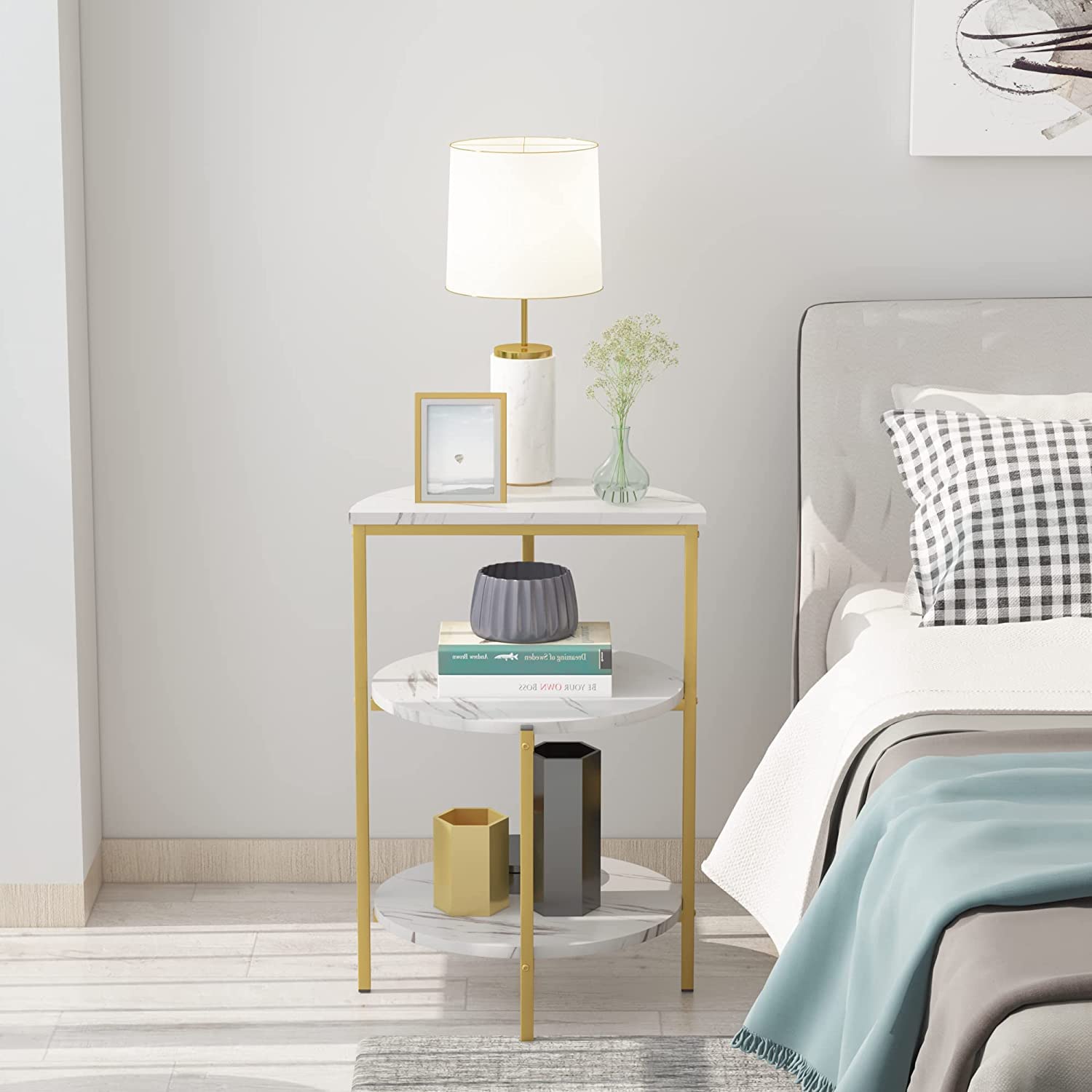 Stylish AWQM Faux Marble Coffee Table Set with 2 Side Tables - White & Gold Metal Frame 3-Piece Living Room Furniture for Apartments | Perfect for Small Spaces, Modern Decor & Entertaining Guests