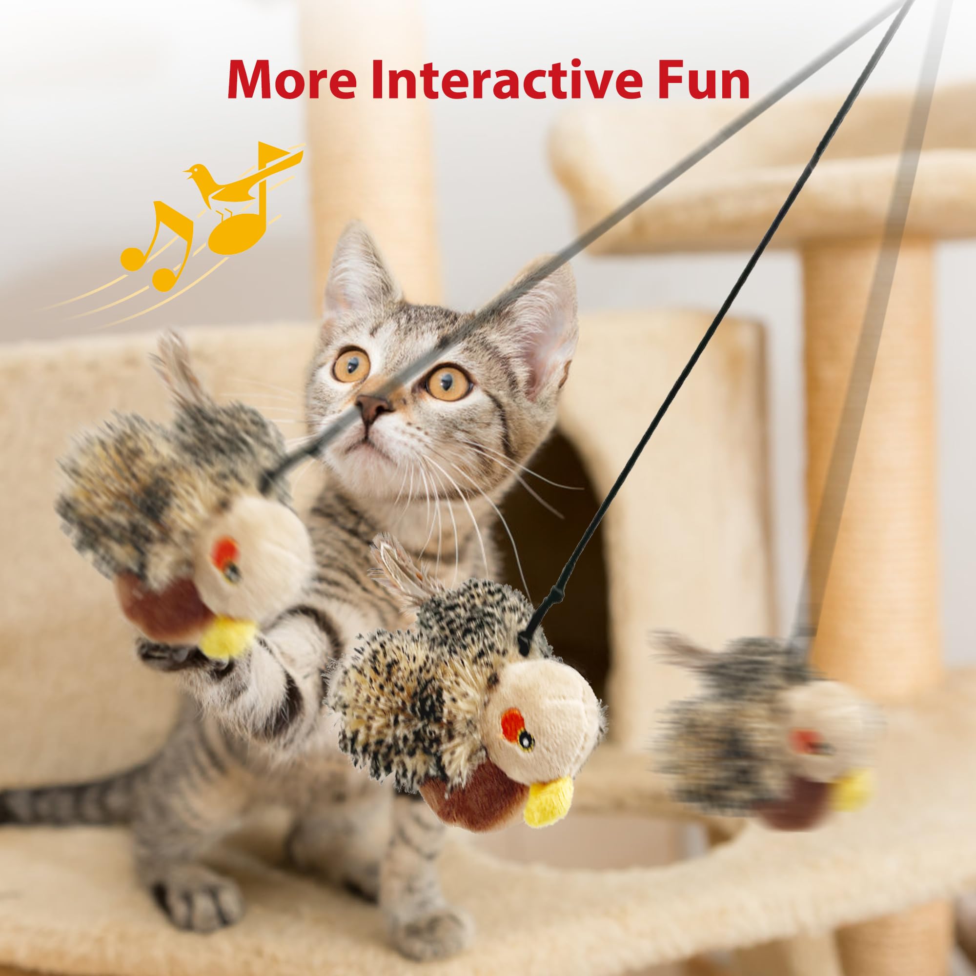 Gigwi Rechargeable Motion Activated Cat Toy - Automatic Flapping & Chirping Interactive Cat Toy with Catnip for Indoor Cats | Hanging Beating Wings Cat Toy for Playtime & Exercise