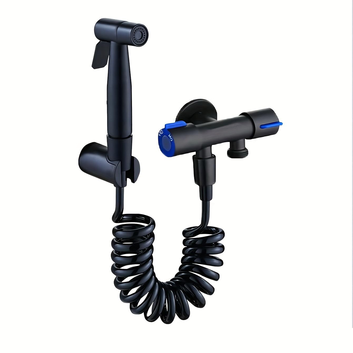 Premium 304 Stainless Steel Bidet Sprayer Kit with Dual Outlet Angle Valve - High Pressure Handheld Shower for Toilet Cleaning & Hygiene | No Electricity Needed | Perfect for Bathroom, RV & Portable Toilet Use (Black)