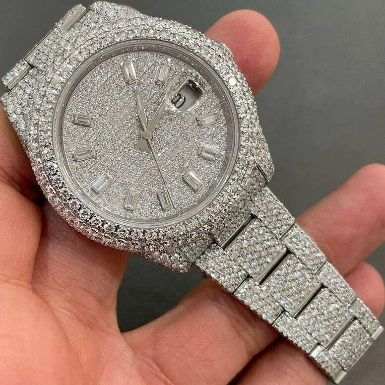 Luxury Iced Out VVS Moissanite Stainless Steel Diamond Watch for Men - Perfect for Weddings, Parties & Special Occasions