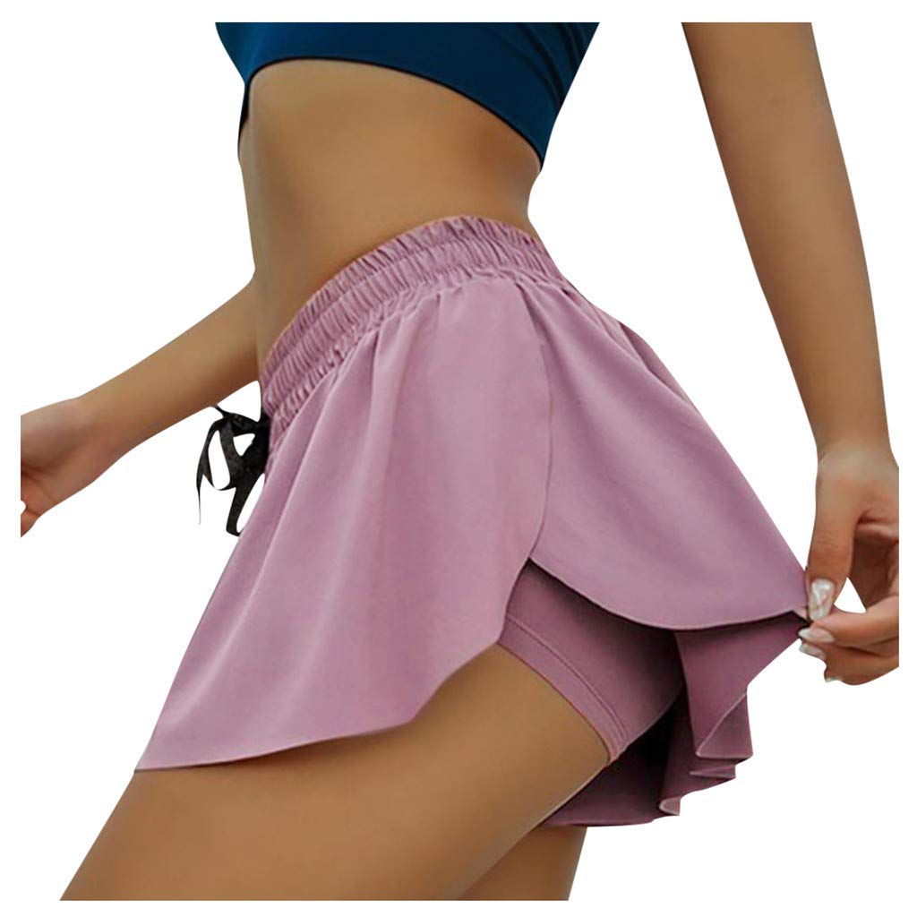 WENYING Women's High Waist Double-Layer Yoga Pants - Workout Leggings for Fitness, Running & Gym - Comfortable Stretchy Sports Shorts for Active Lifestyle