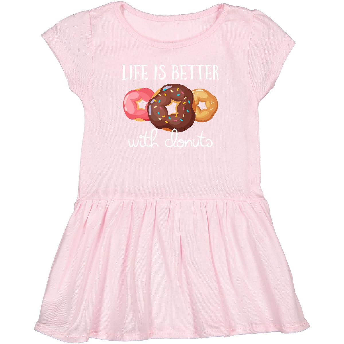 Life is Better with Donuts Toddler Dress - Cute Donut Print Girls Outfit for Birthday & Playdates - Perfect for Toddler Parties, Photo Shoots & Everyday Wear