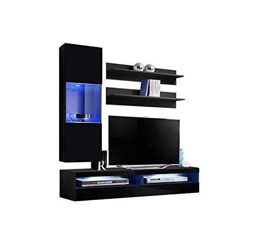 Modern Wall-Mounted TV Stand with Storage & LED Lights - 35
