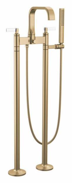 Brizo Allaria 2-Handle Tub Filler Trim Kit with Lever Handles in Luxe Gold/Clear (T70368 GLCL) - Body Assembly Sold Separately - Perfect for Modern Bathroom Renovations and Spa-Like Showers