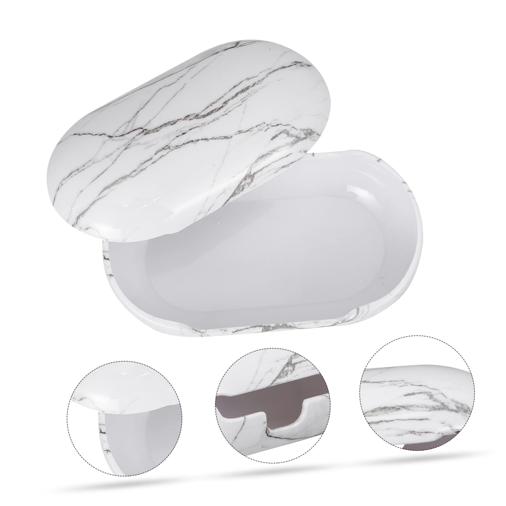 Hemobllo 3 Pack Marble Pattern Headphone Case Cover - Protective Shell for Wireless Headphones with Charging Port Access - White (Perfect for Travel, Gym & Daily Use)