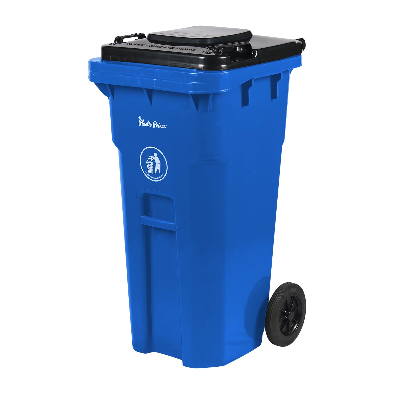 32 Gallon Heavy-Duty Rollout Trash Can with Lid - Commercial Grade Wheeled Outdoor Garbage Bin in Blue - Perfect for Restaurants, Parks, and Commercial Waste Disposal