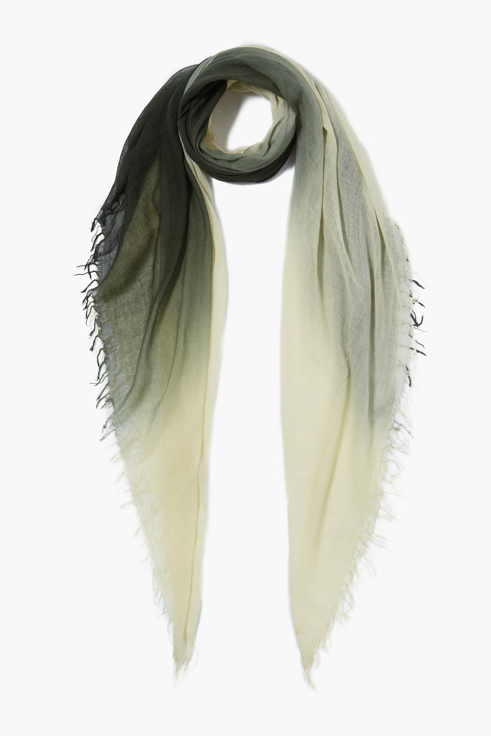 Luxury Cashmere Silk Scarf - Kombu Green Dip Dyed Winter Wrap for Women | Elegant Fashion Accessory for Office, Party & Travel