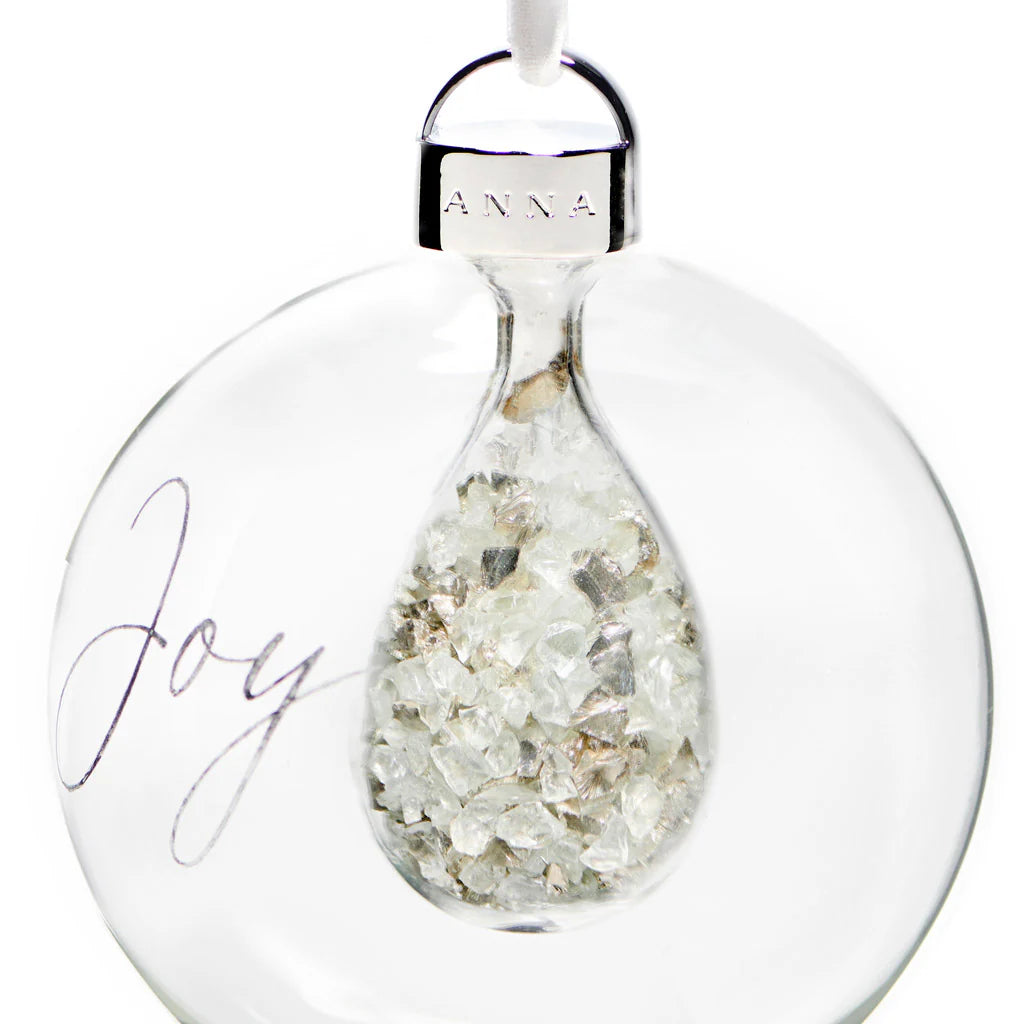 Holiday Joy Christmas Ornament - Elegant Crystal & Silver Decor for Tree, Gift, or Home Decoration | Perfect for Christmas, Parties, and Festive Celebrations