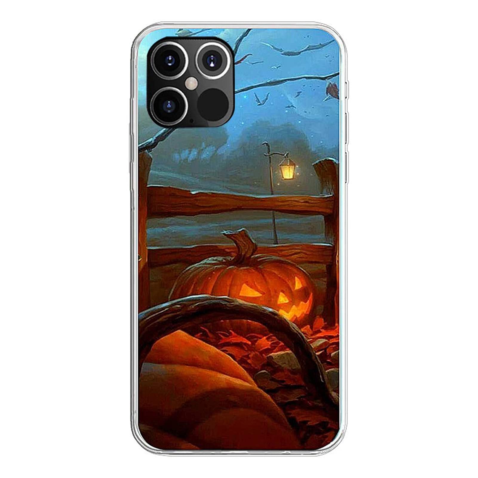 UnnFiko Scary Cute Pumpkin Halloween Phone Case for iPhone 12 Pro Max - Soft TPU Shockproof Cover with Vine Design (Perfect for Halloween Parties, Fall Festivals & Spooky Season Protection)
