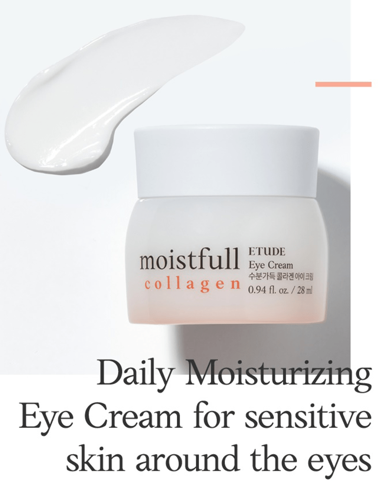 Etude House Moistfull Collagen Eye Cream for Dark Circles & Wrinkles - Hydrating Under Eye Treatment with Collagen - Perfect for Night Routine & Travel Skincare