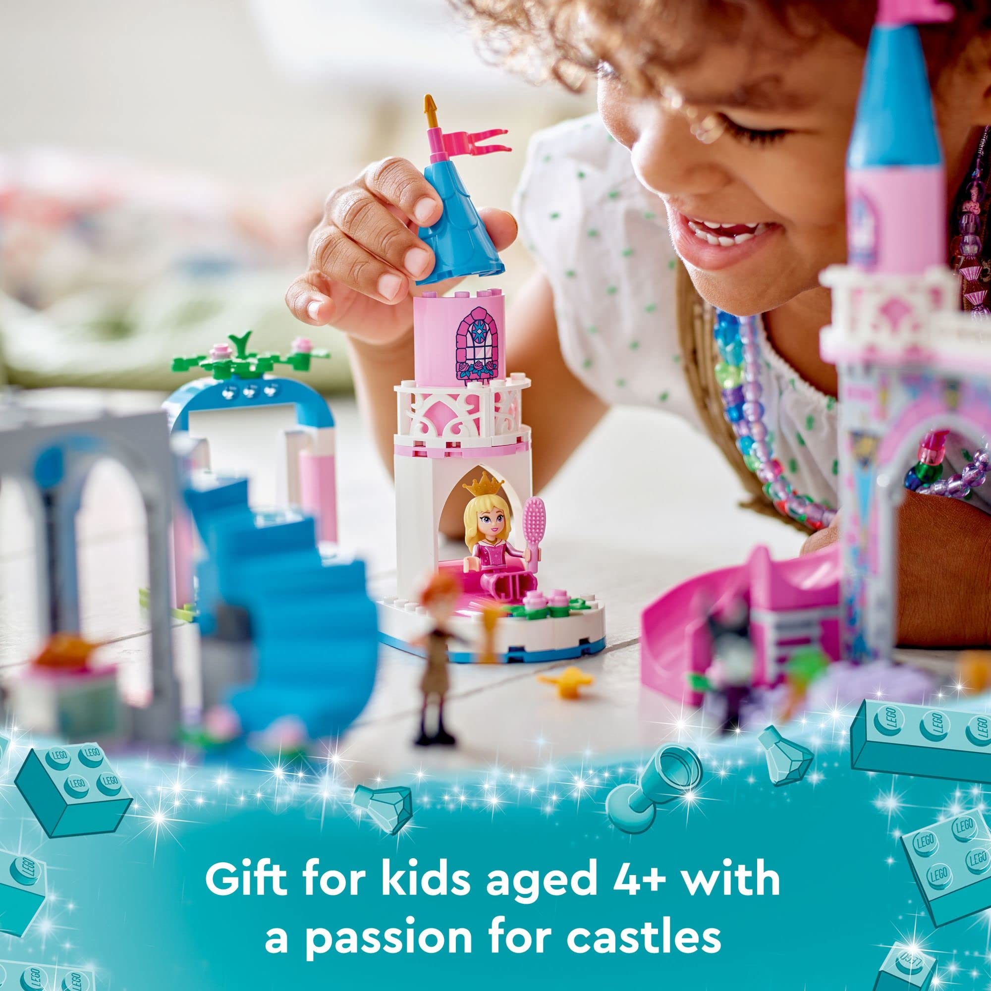 LEGO Disney Princess Aurora's Castle Building Set 43211 - Sleeping Beauty Castle Toy with Mini-Doll Figures (Aurora, Prince Philip & Maleficent) | Disney Gift for Kids Ages 4+ | Creative Play & Birthday Present Idea