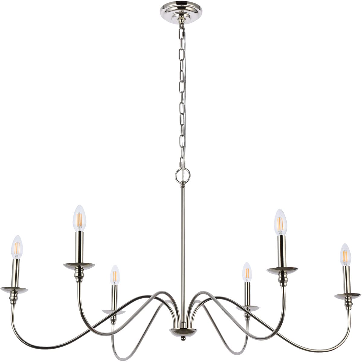 Elegant Rohan Collection 6-Light Chandelier - Modern Crystal Ceiling Light Fixture for Dining Room, Living Room & Bedroom - Luxury Home Decor Lighting