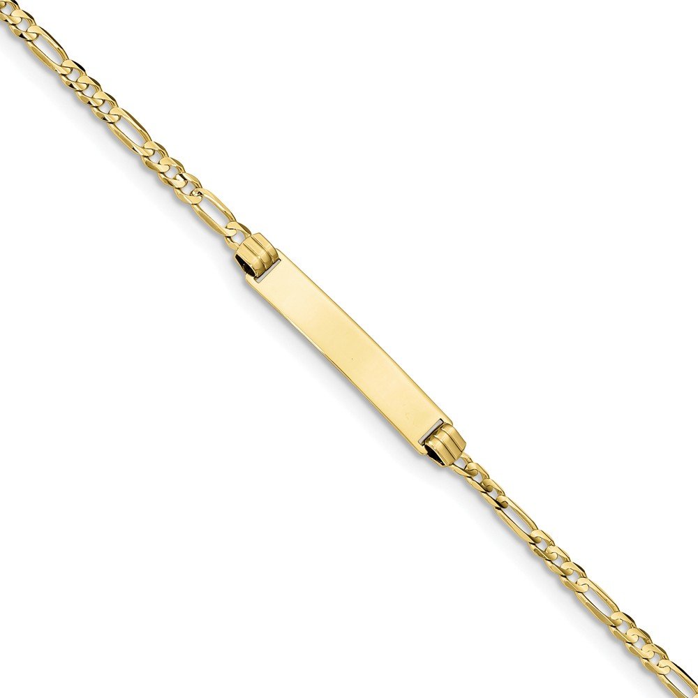 10K Solid Yellow Gold Figaro Link ID Bracelet with Secure Lobster Clasp - 5.3mm Wide Adjustable Chain for Women & Men - Perfect for Everyday Wear, Gifts & Special Occasions