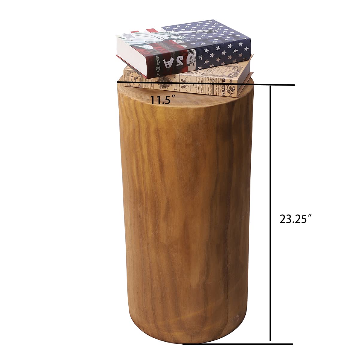 Athaliah Hand-Carved Wooden Tree Stump End Table - 23.25