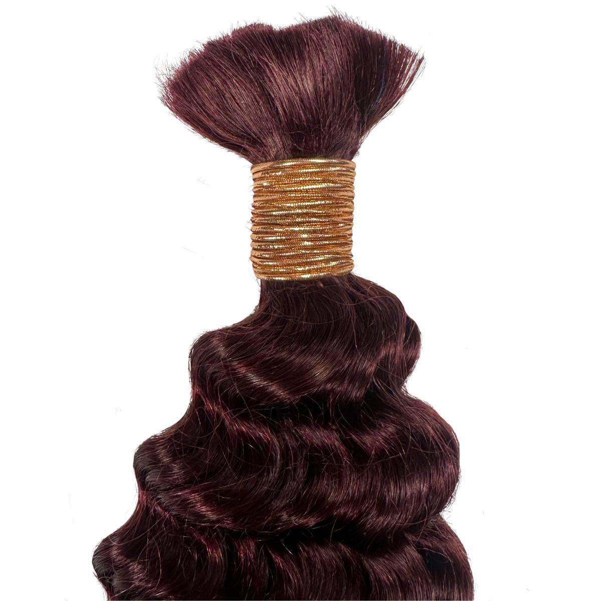100% Human Hair Burgundy Deep Wave 99J Bulk Braiding Hair for Protective Styles & Natural Look | Perfect for Box Braids, Crochet, and Weave Extensions