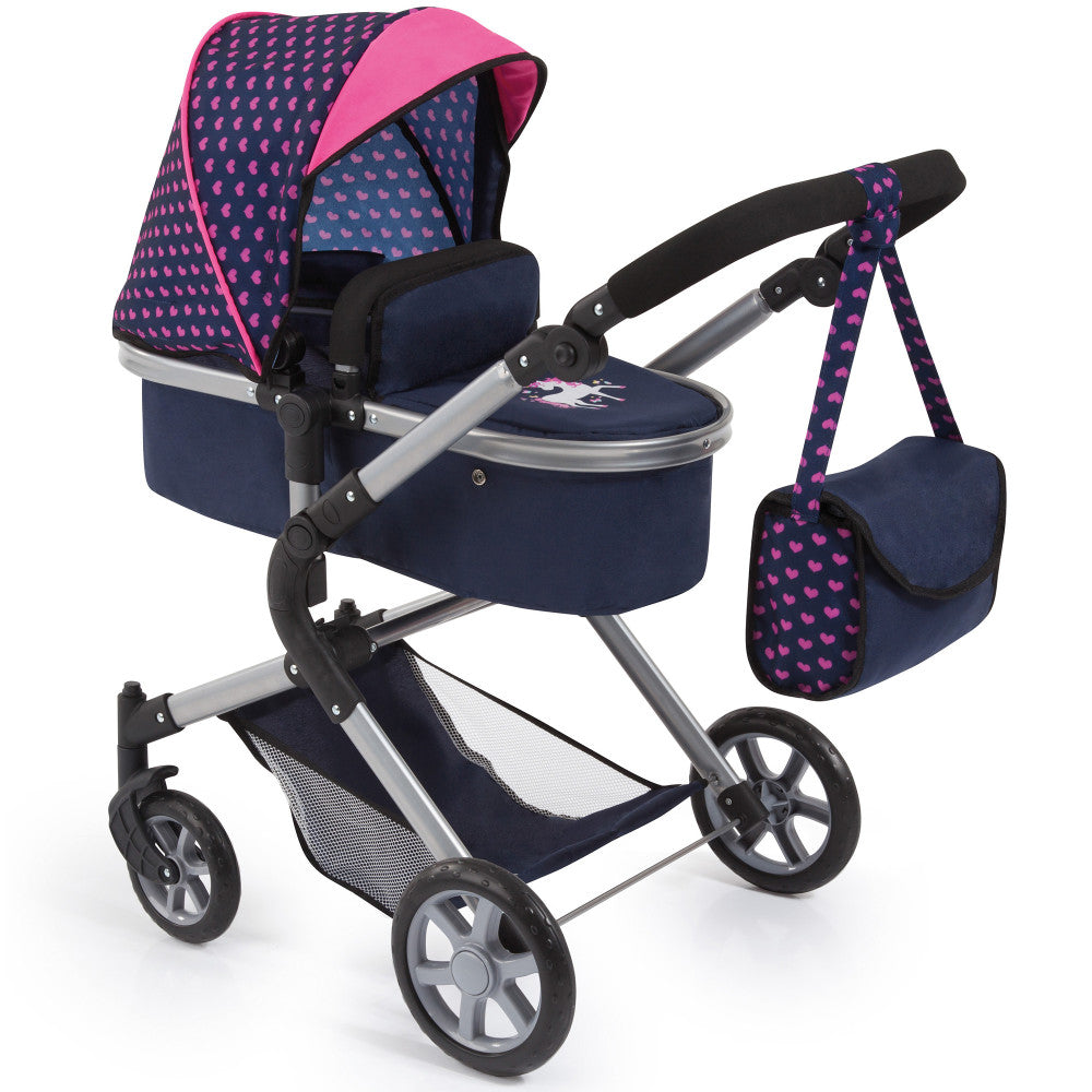 Bayer Design Neo City Combi Doll Pram Stroller - Convertible Jogger for Kids, Blue & Pink Baby Doll Carriage for Ages 3+ | Perfect for Outdoor Walks, Pretend Play & Role-Playing Games