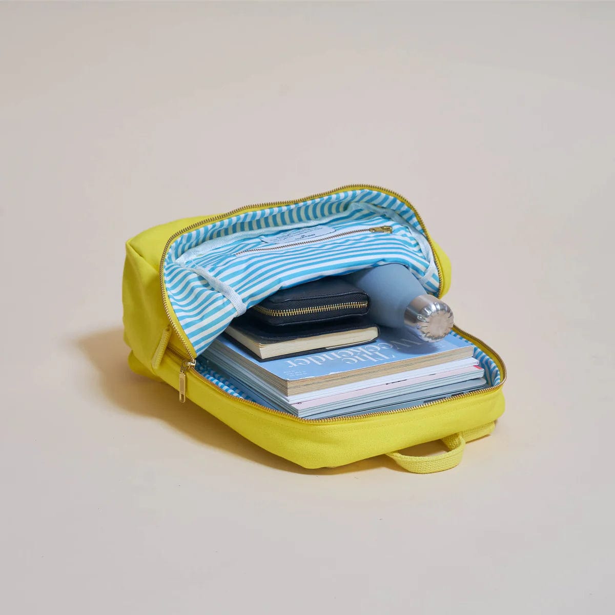 Natural Cotton Canvas Daypack Backpack - Lightweight & Durable for Travel, Hiking & School | Bright Lemon Yellow | Perfect for Outdoor Adventures & Daily Commute
