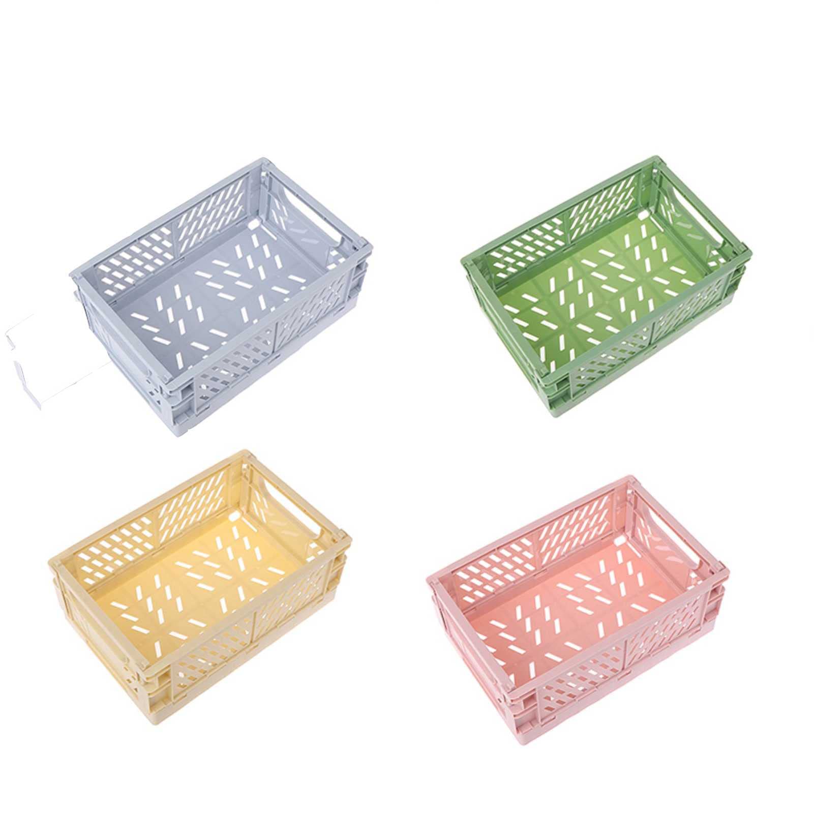 TTdamai 4-Pack Plastic Collapsible Storage Crates - Foldable Stackable Organizing Bins for Shelves, Pantry, Closet & Garage Organization - Space-Saving Home & Office Storage Solution