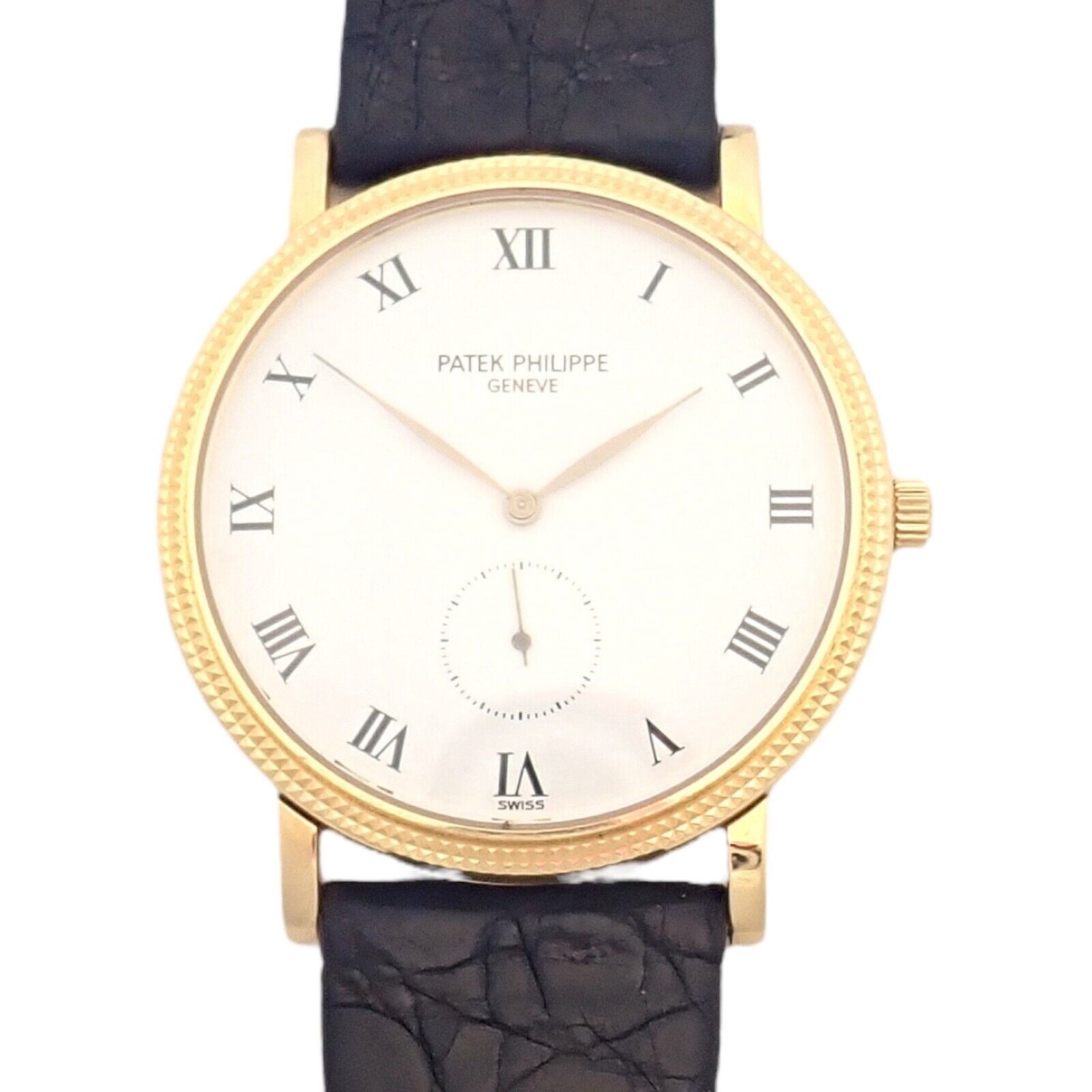 Patek Philippe Calatrava 18k Yellow Gold Men's Watch with Roman Dial - Manual Wind Luxury Dress Watch for Formal Events & Business Occasions