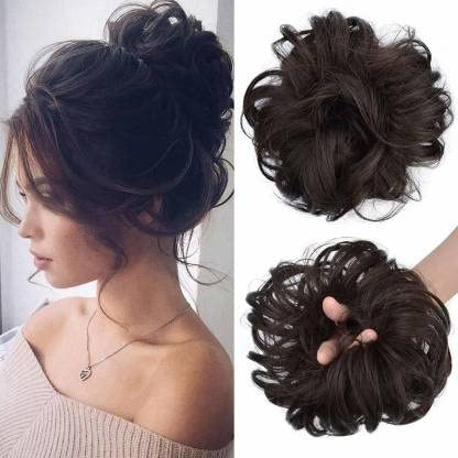 2PCS Messy Bun Hair Extensions with Elastic Band - Synthetic Hair Scrunchies for Women & Girls (Brown) - Perfect for Quick Hairstyles, Parties, and Everyday Wear
