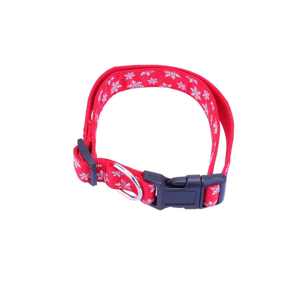 Christmas Printed Nylon Pet Collar for Dogs - XL Size Holiday Dog Collar with Snow & Red Patterns | Durable Puppy Neck Accessory for Christmas Decorations & Pet Fashion
