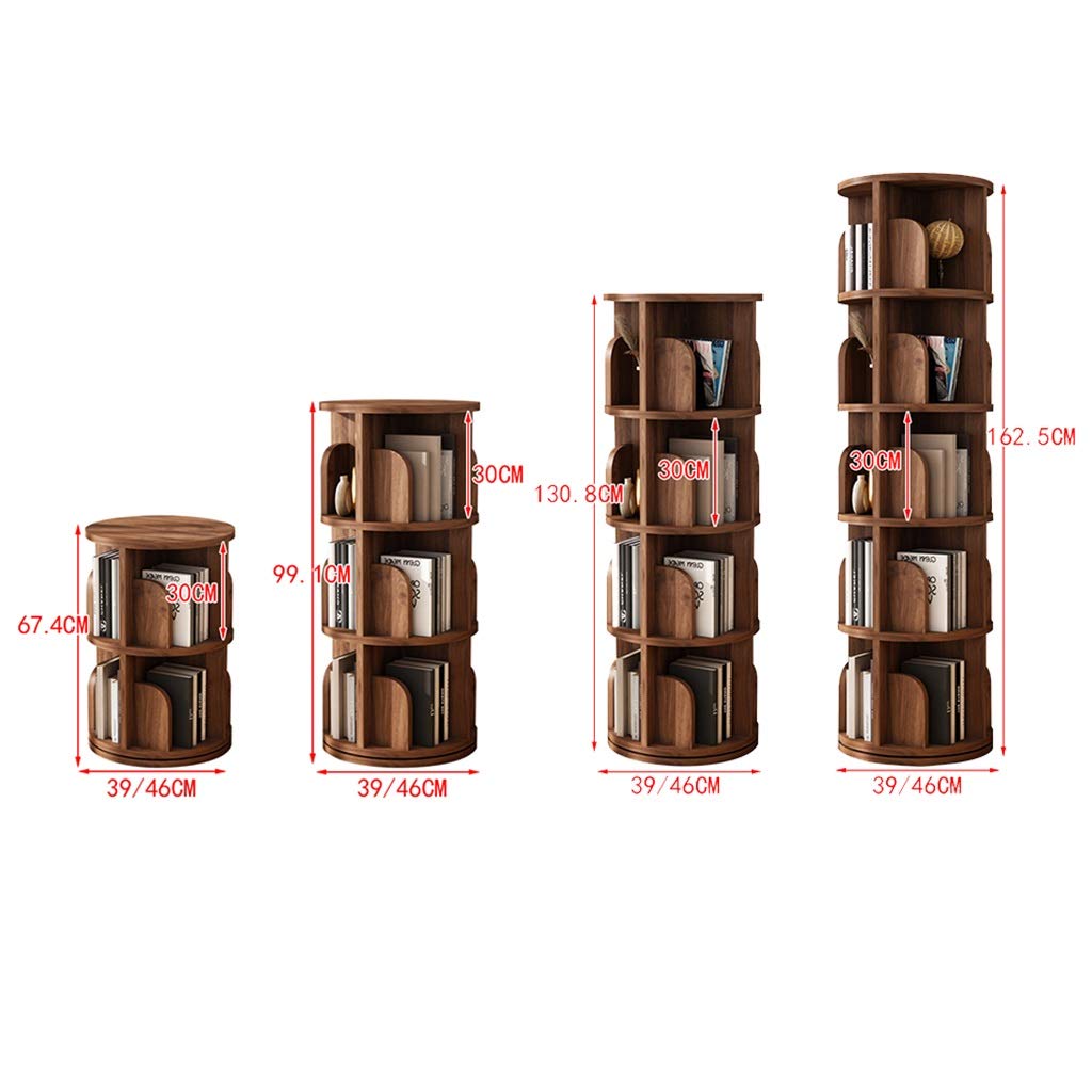360° Rotating Kids Bookshelf - Adjustable Height Wall Mounted Corner Book Display Stand with Multi-Layer Storage for Picture Books (Walnut, 39x99cm) - Perfect for Nursery, Playroom & Classroom Organization