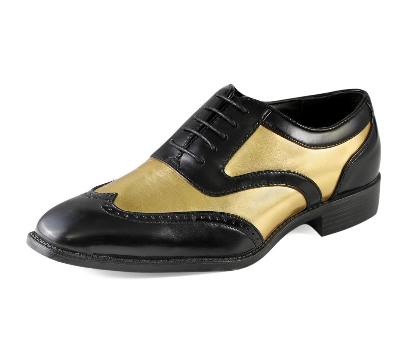 Bolano Lawson Men's Wingtip Oxford Dress Shoes | Two-Tone Shiny Metallic Formal Tuxedo Shoes for Weddings, Business & Special Occasions