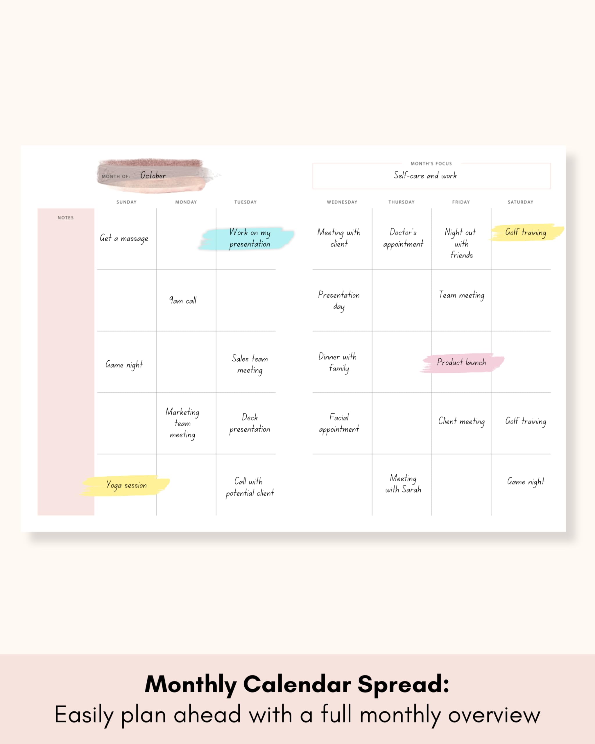 Lamare 6-Month Planner - Undated A5 Organizer with Goal Tracker & Quotes for Daily Planning - Pink Hardcover