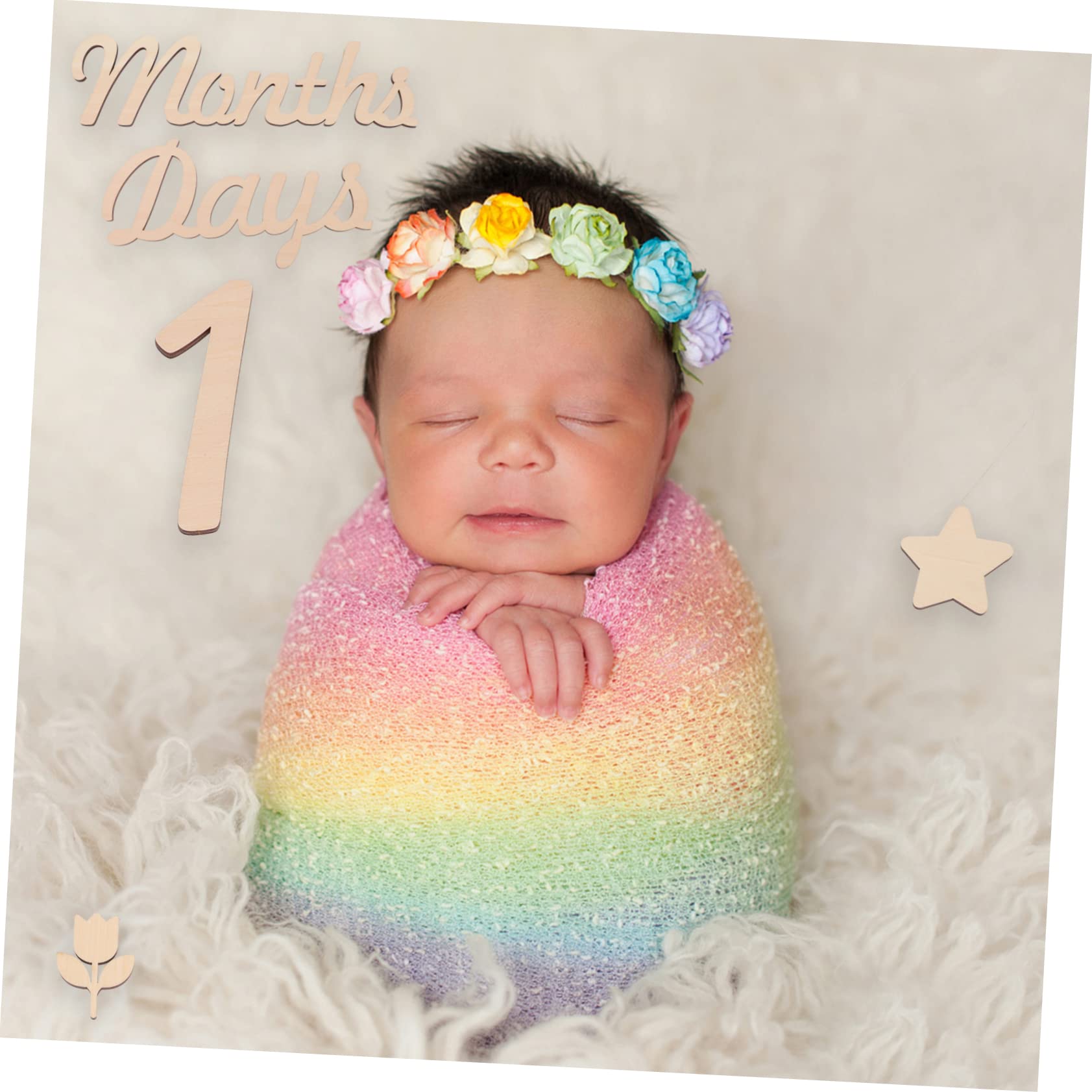 ibasenice 5 Sets Unique Wooden Baby Milestone Cards with Numbers - Personalized Baby Shower Decor for Newborn Photography & First Birthday Party Decorations