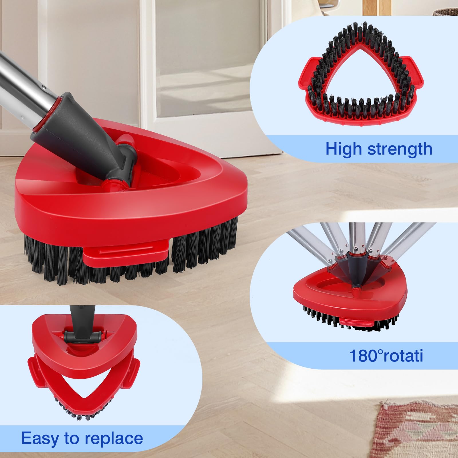OCeda RinseClean 2 Tank System Scrub Brushes - 2 Pack with Storage Base | Mop Head Replacement & Spin Mop Refills | Heavy-Duty Cleaning for Bathroom, Kitchen, Tub & Tile | Perfect for Deep Cleaning Floors, Showers & Countertops
