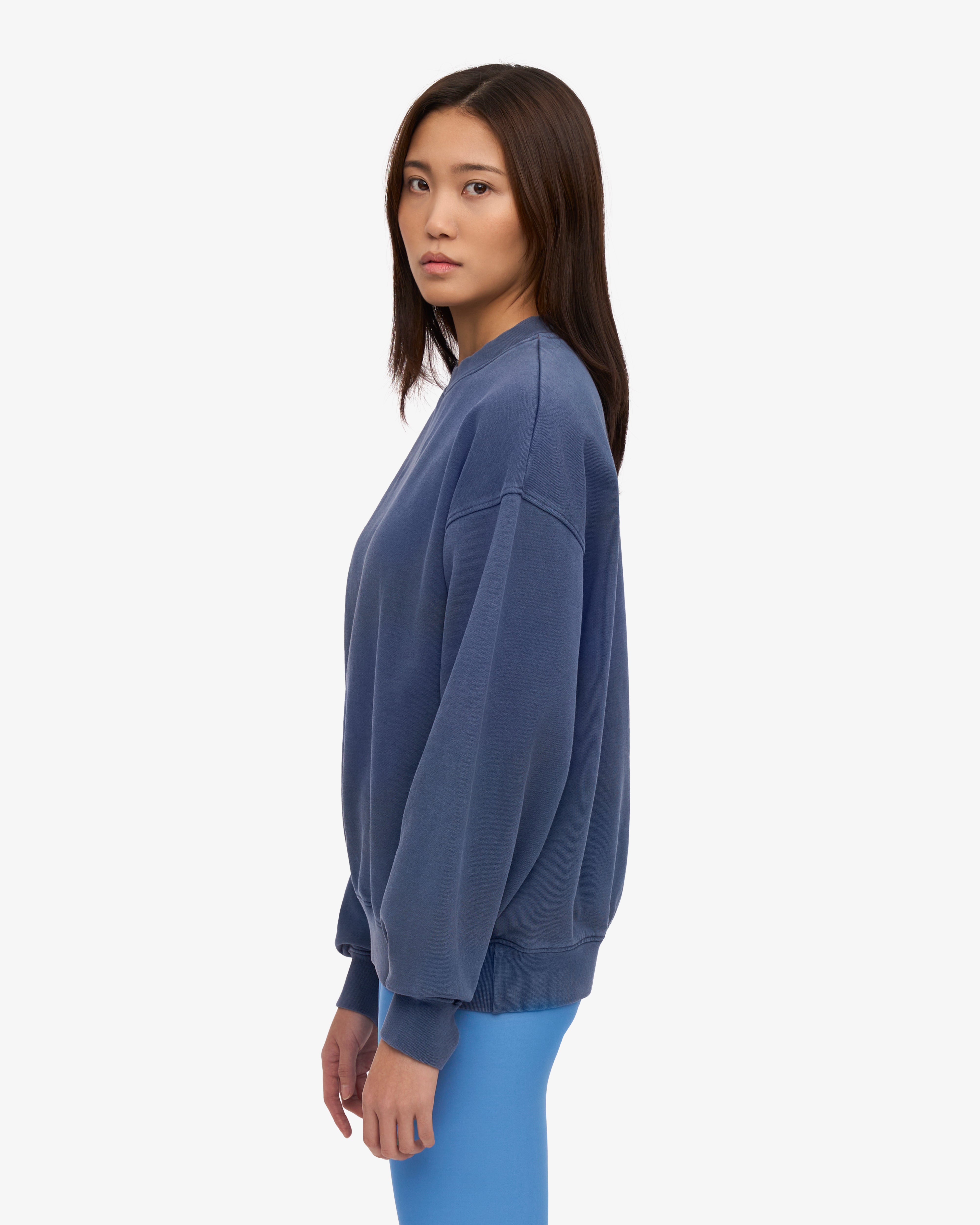 Organic Oversized Crewneck Sweatshirt for Women & Men - Soft & Comfortable Neptune Blue - Perfect for Casual Wear, Loungewear & Street Style