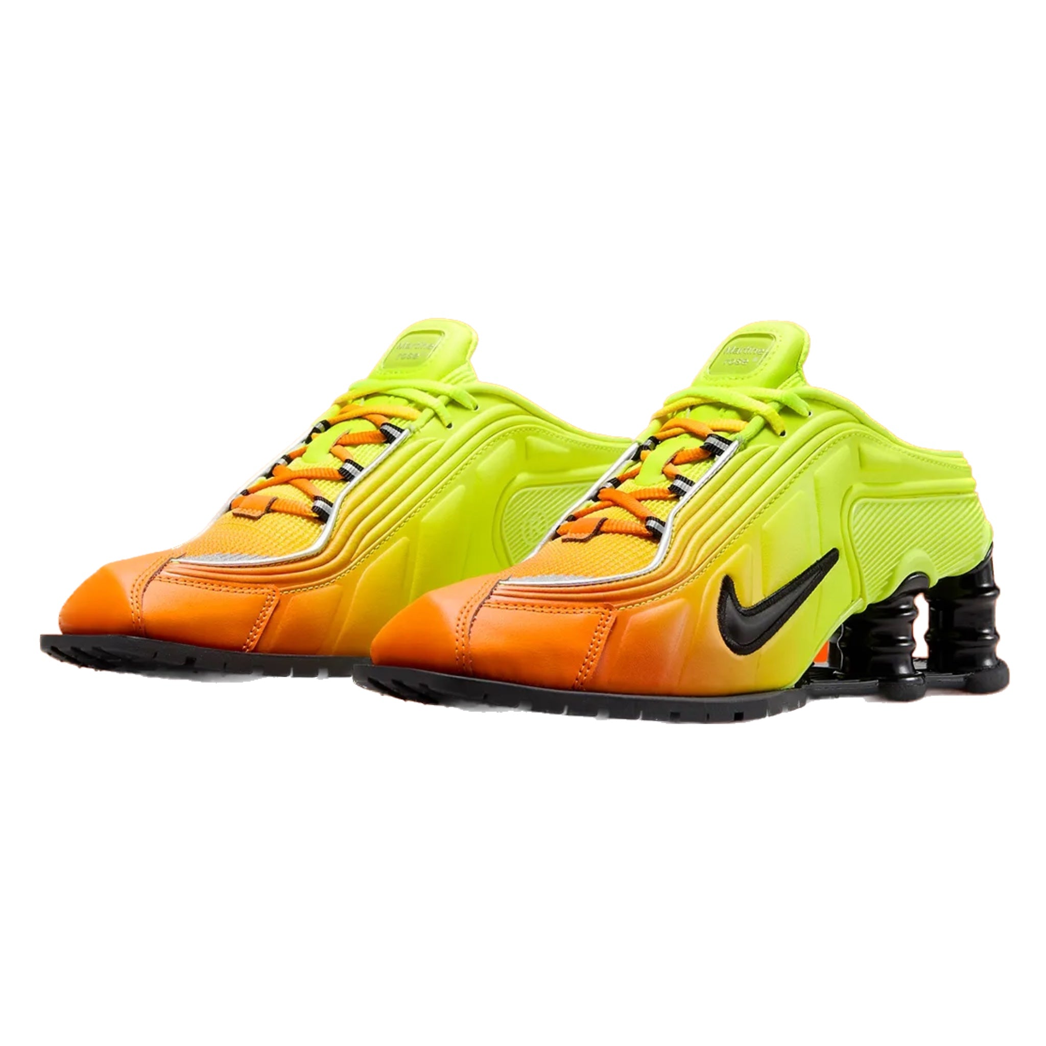 Nike Shox MR4 Mule Slip-On Shoes - Martine Rose Collaboration in Safety Orange, Black & Metallic Silver | Comfortable Casual & Athletic Wear for Men & Women