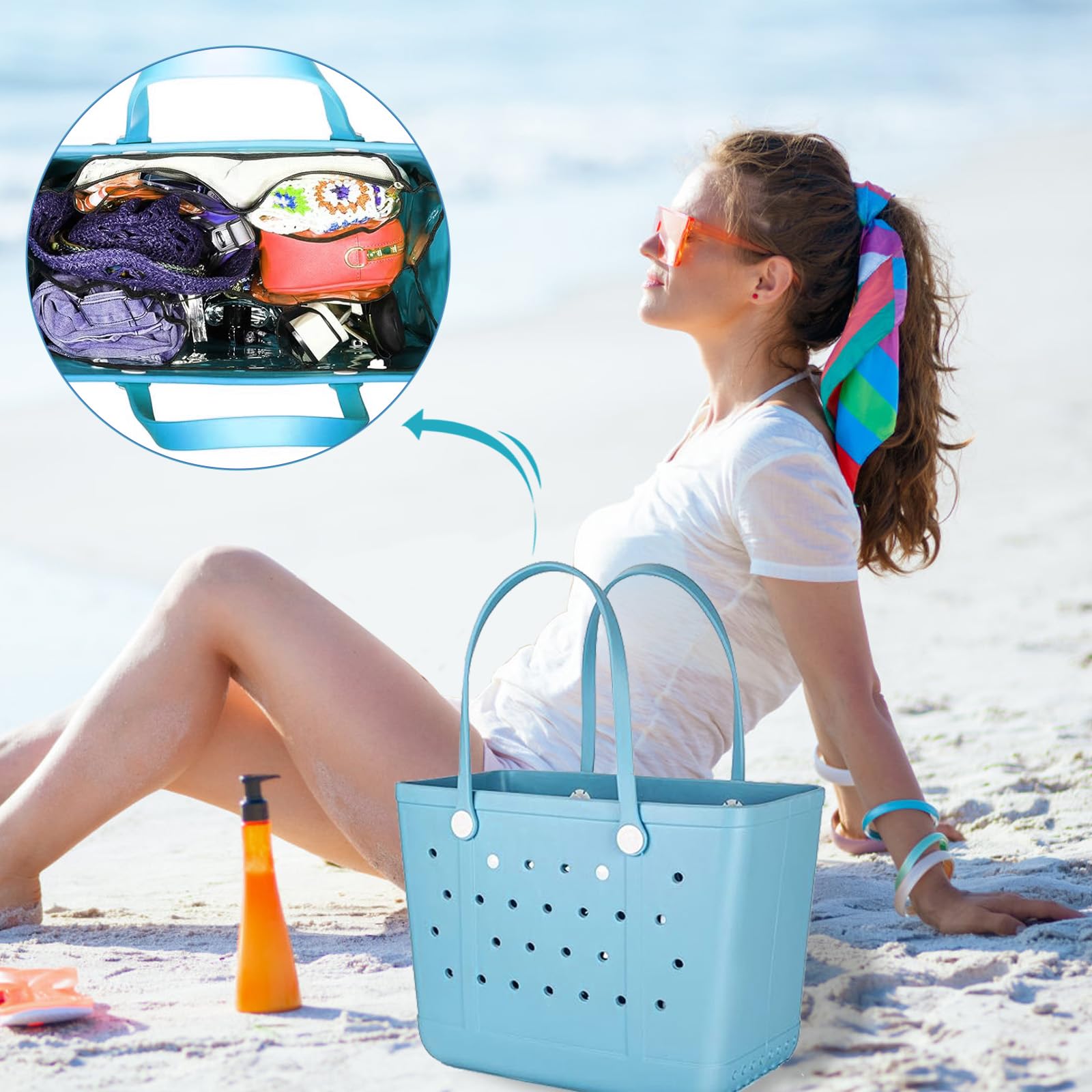 Bogg Bag XL Organizer Insert - Waterproof Beach Bag Divider with Transparent & Black Options | Perfect for Pool, Travel, and Summer Outings