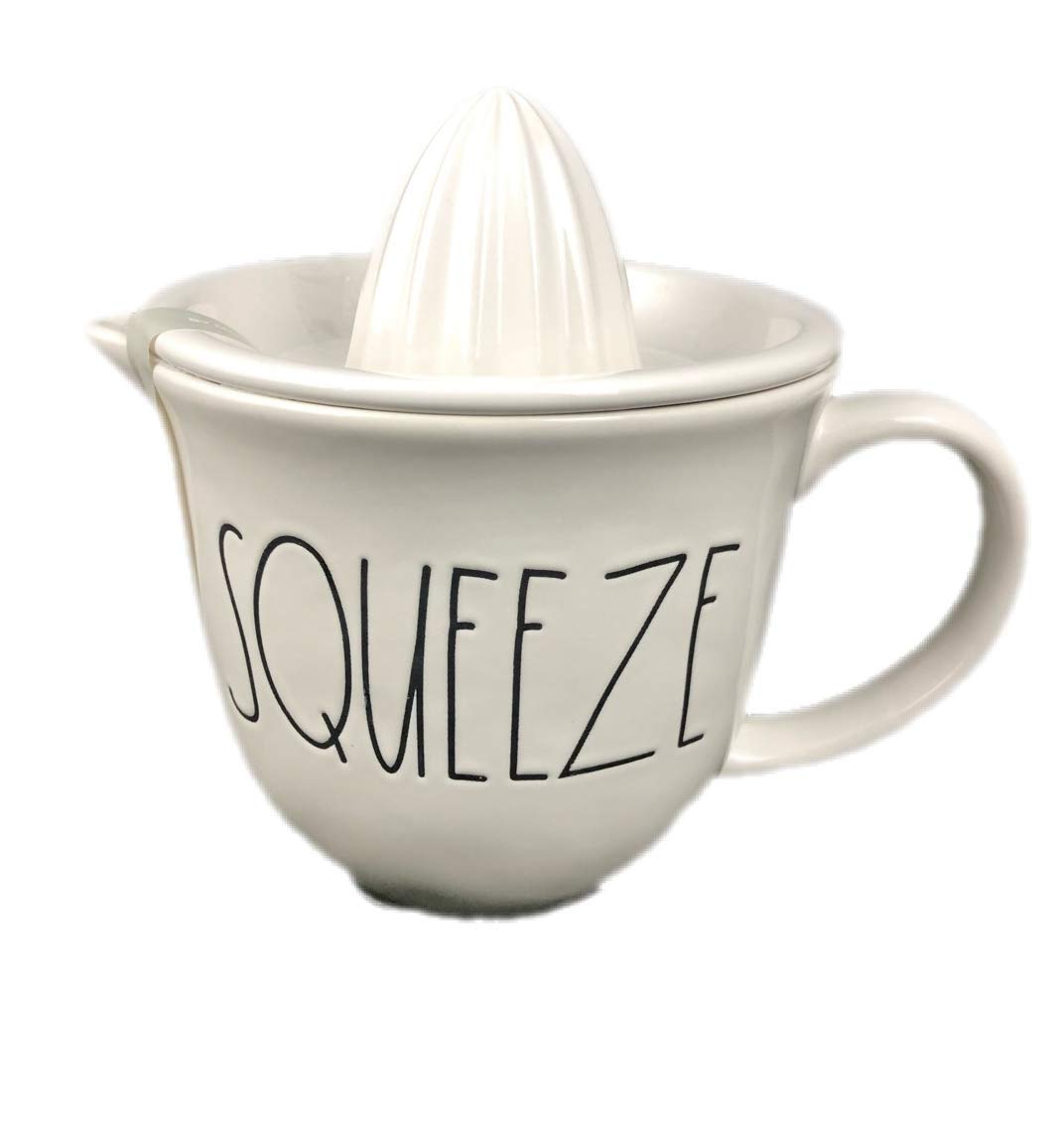 Rae Dunn LL SQUEEZE Ceramic Juicer - Handmade Lemon Squeezer for Fresh Juice, Perfect for Cocktails, Lemonade & Cooking - Durable & Stylish Kitchen Gadget for Home Bars & Restaurants