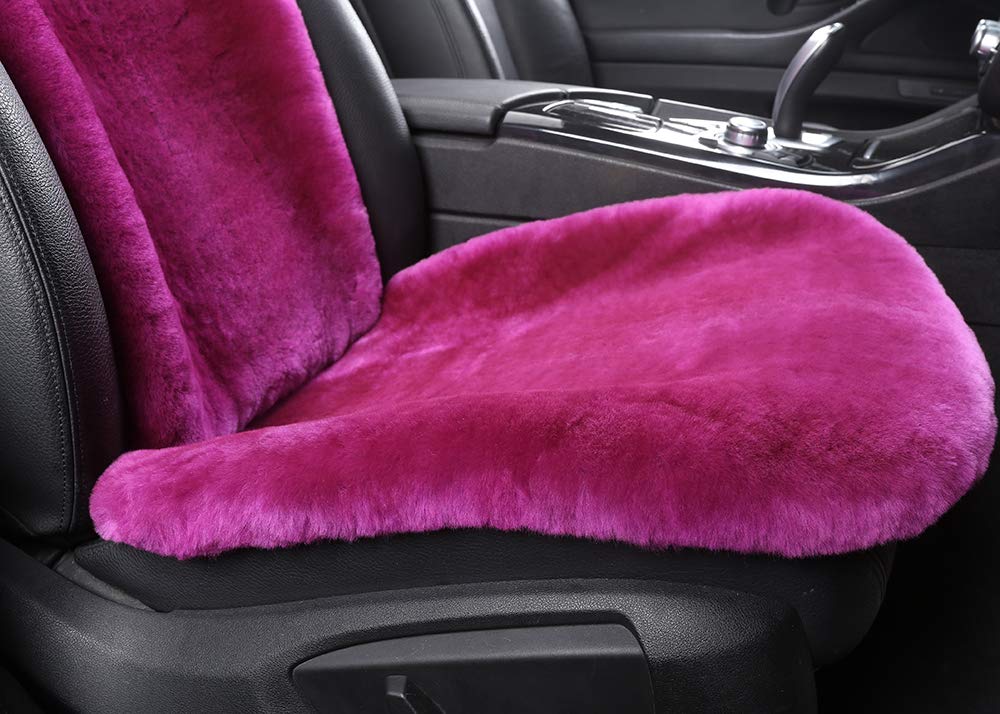 Premium Shearling Sheepskin Car Seat Covers - Ultra Soft Fluffy Fuzzy Fur Universal Fit Auto Seat Protectors (3-Piece Front Set, Misty Gray) | Luxury Comfort for Winter Driving & Long Road Trips
