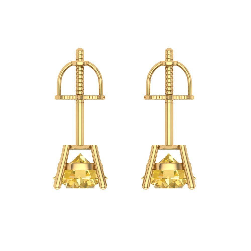 1.50ct VVS1 Yellow Simulated Diamond Stud Earrings 18K Gold for Parties & Gifting