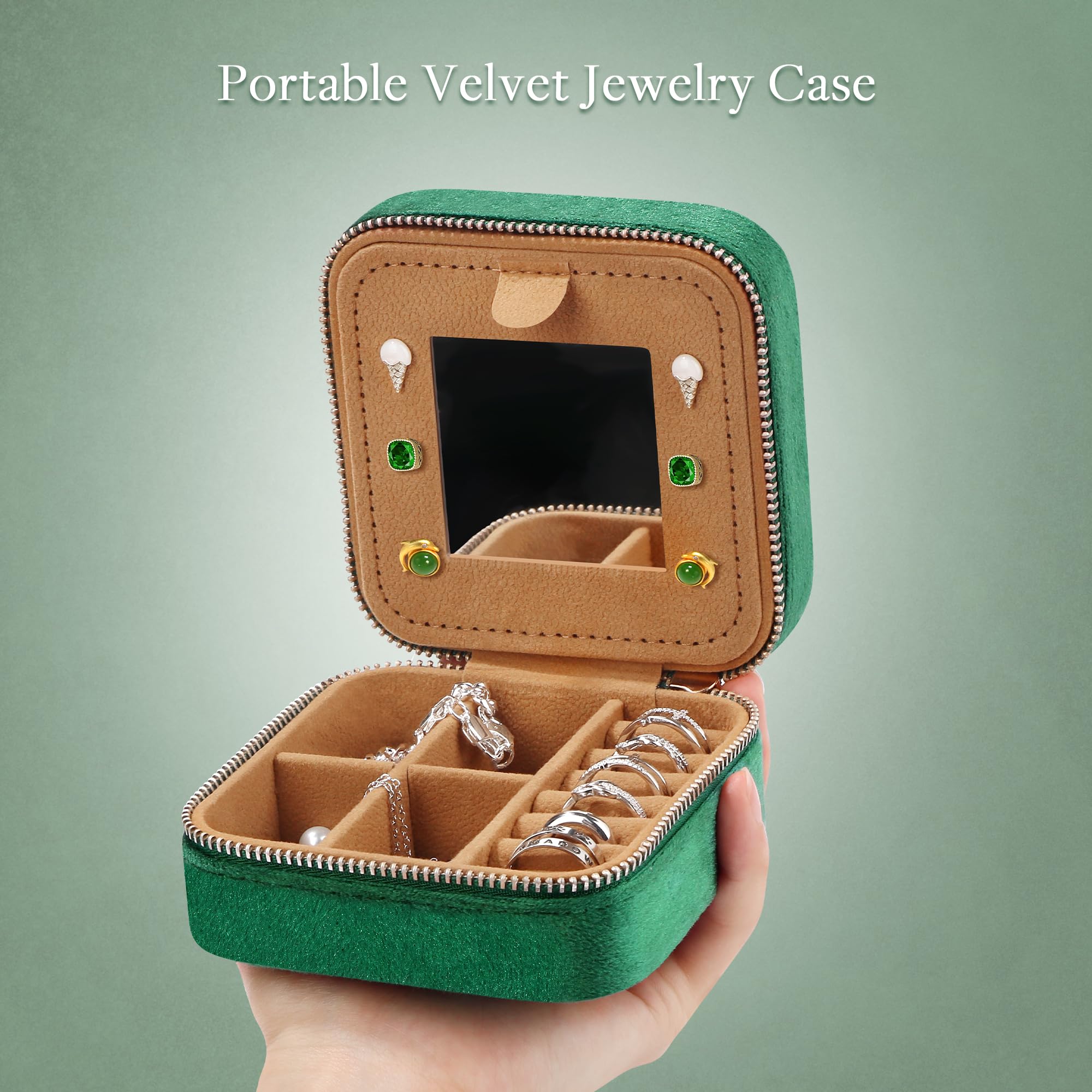 Elegant Green Jewelry Organizer Box for Women - Perfect Birthday, Friendship, Travel, Anniversary, Christmas, Valentine's Day & Graduation Gift Idea - Stylish Storage Solution for Necklaces, Rings & Earrings at Home or On-the-Go