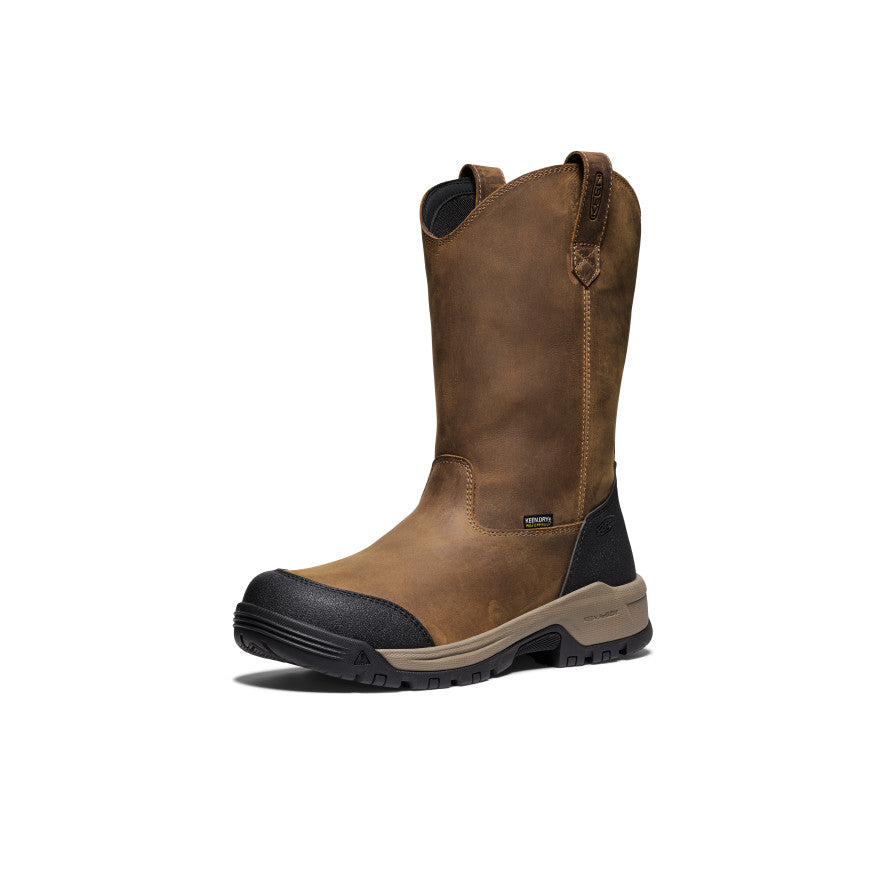 **Men's Evanston Pull-On Waterproof Work Boots - Soft Toe, Bison/Black - Ideal for Construction, Hiking & Outdoor Activities**