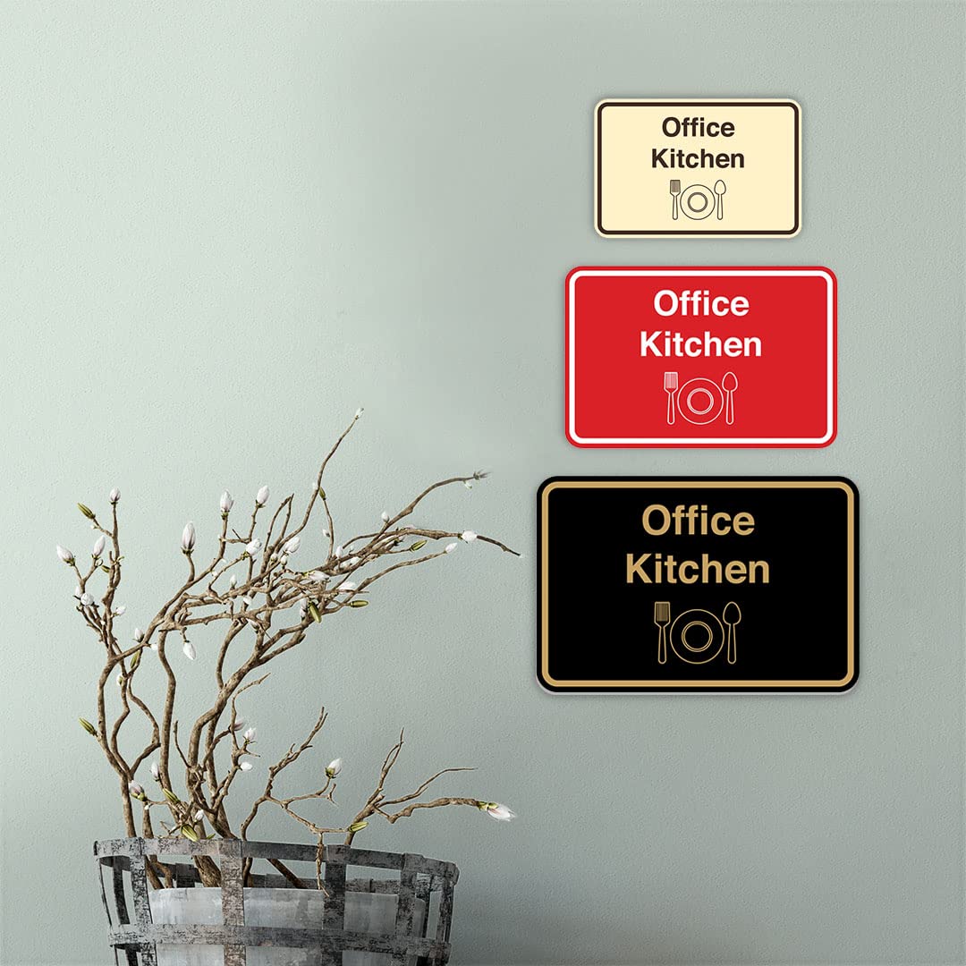 Classic Framed Office Kitchen Sign (Black/Silver) - Small Wall Decor for Home, Office & Restaurant - Perfect for Coffee Bar, Break Room & Housewarming Gifts
