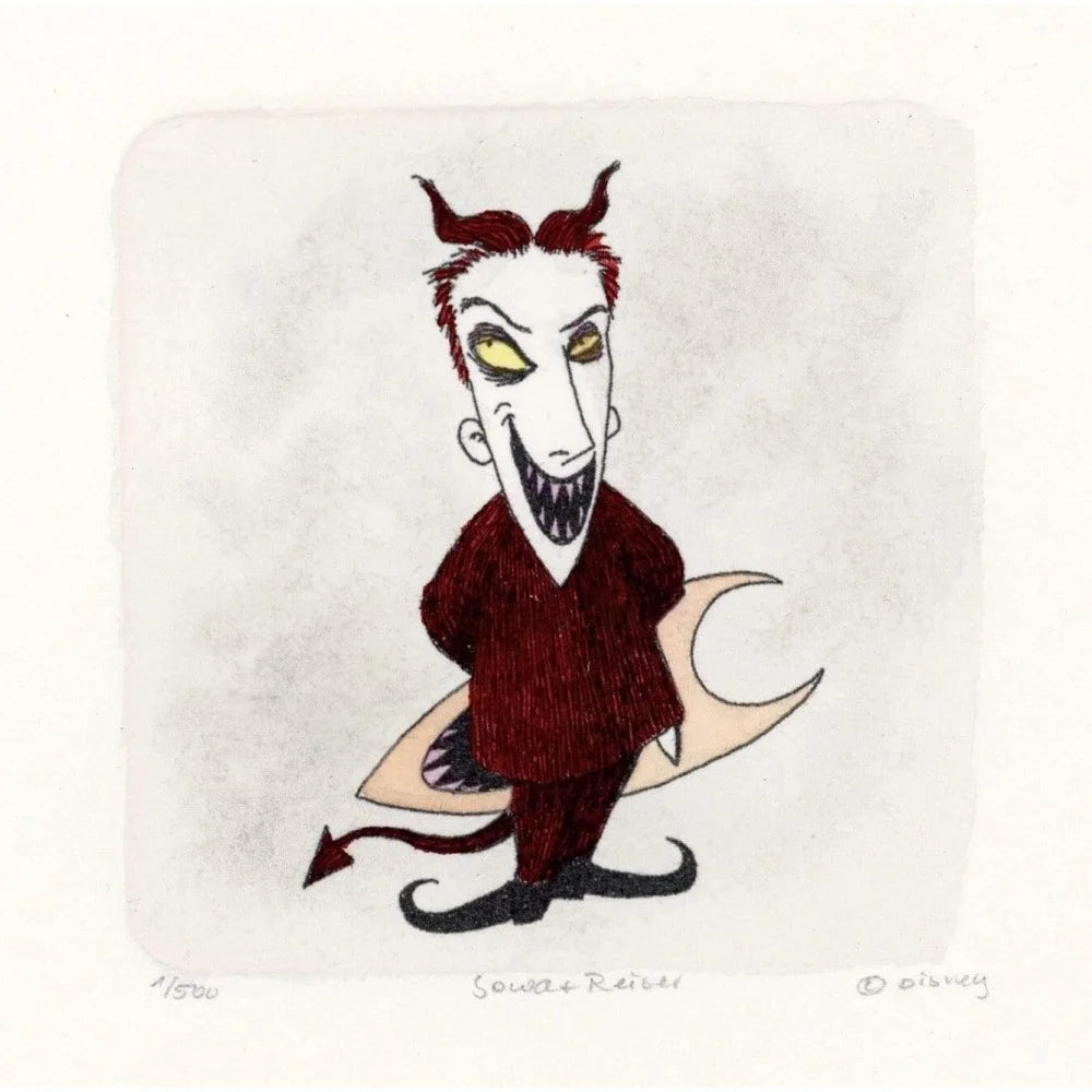 Nightmare Before Christmas Lock Sowa & Reiser #D/500 Hand-Painted Etching Art - Perfect for Disney Collectors, Halloween Decor & Gothic Home Decor