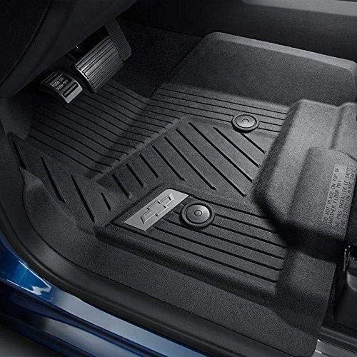 Premium All-Weather Floor Liners for GM Vehicles - Jet Black with Bowtie Logo | First-Row Custom Fit | Center Console Compatible | Durable Protection for Mud, Snow & Spills | Perfect for Trucks & SUVs