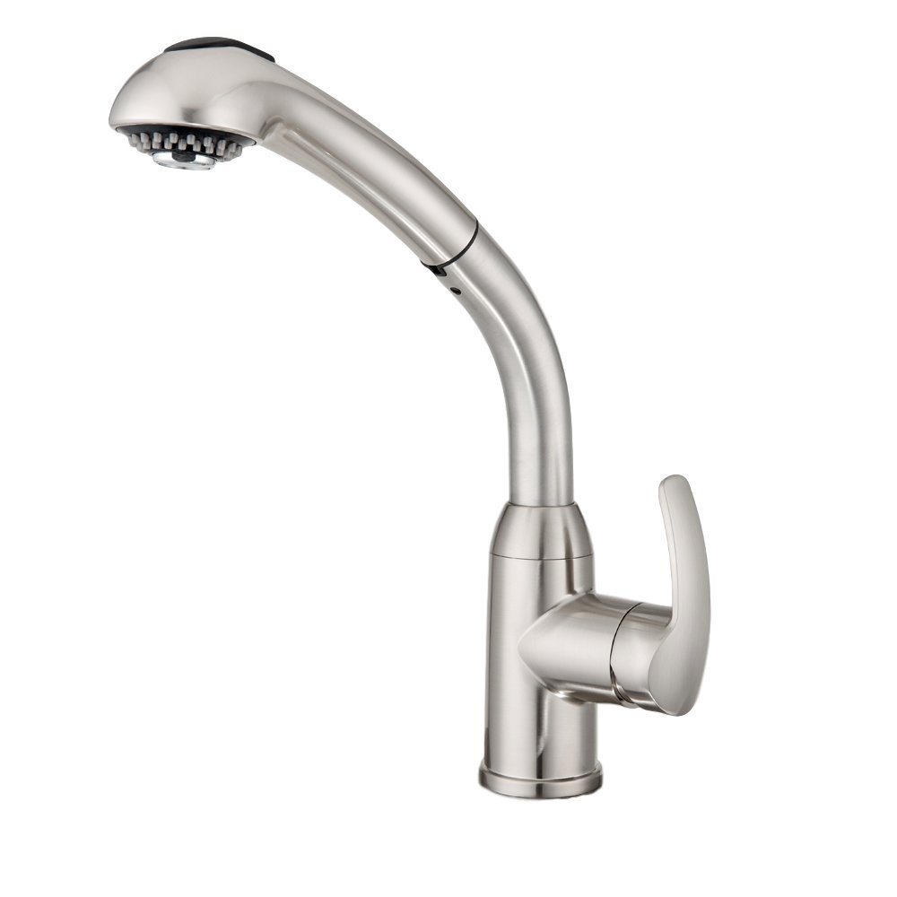 Dura Faucet DF-NMK861-SN RV High-Rise Pull-Out Kitchen Faucet in Brushed Satin Nickel - Perfect for RV, Camper, Tiny Homes & Small Kitchen Spaces
