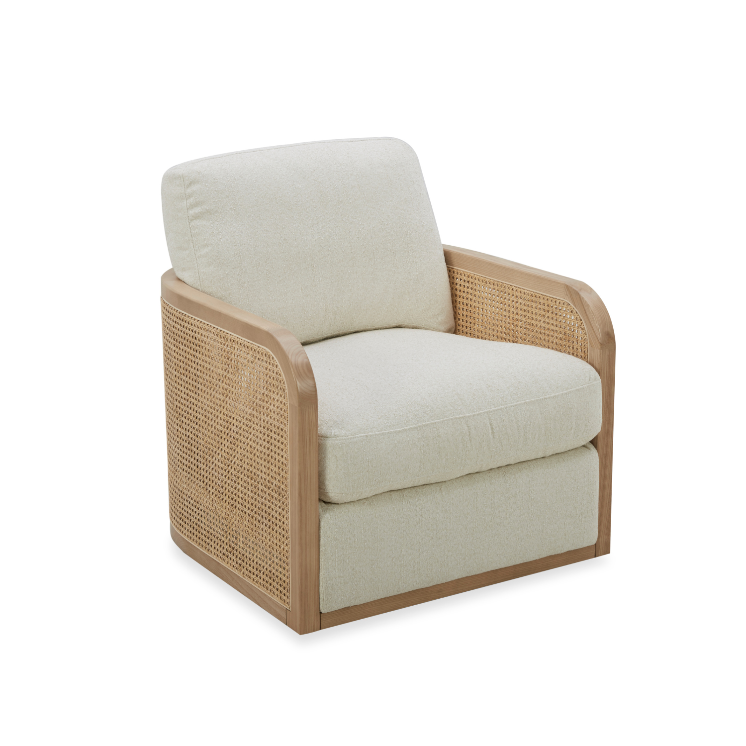 Nassau Swivel Arm Chair in Mellow Ivory - Modern Living Room Accent Chair for Home Office, Lounge, and Reading Nook